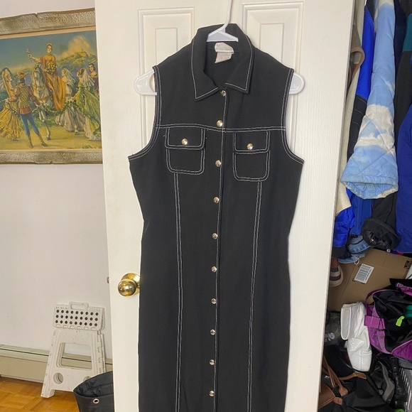 Jalate black long button up y2k amazing dress - Picture 5 of 7